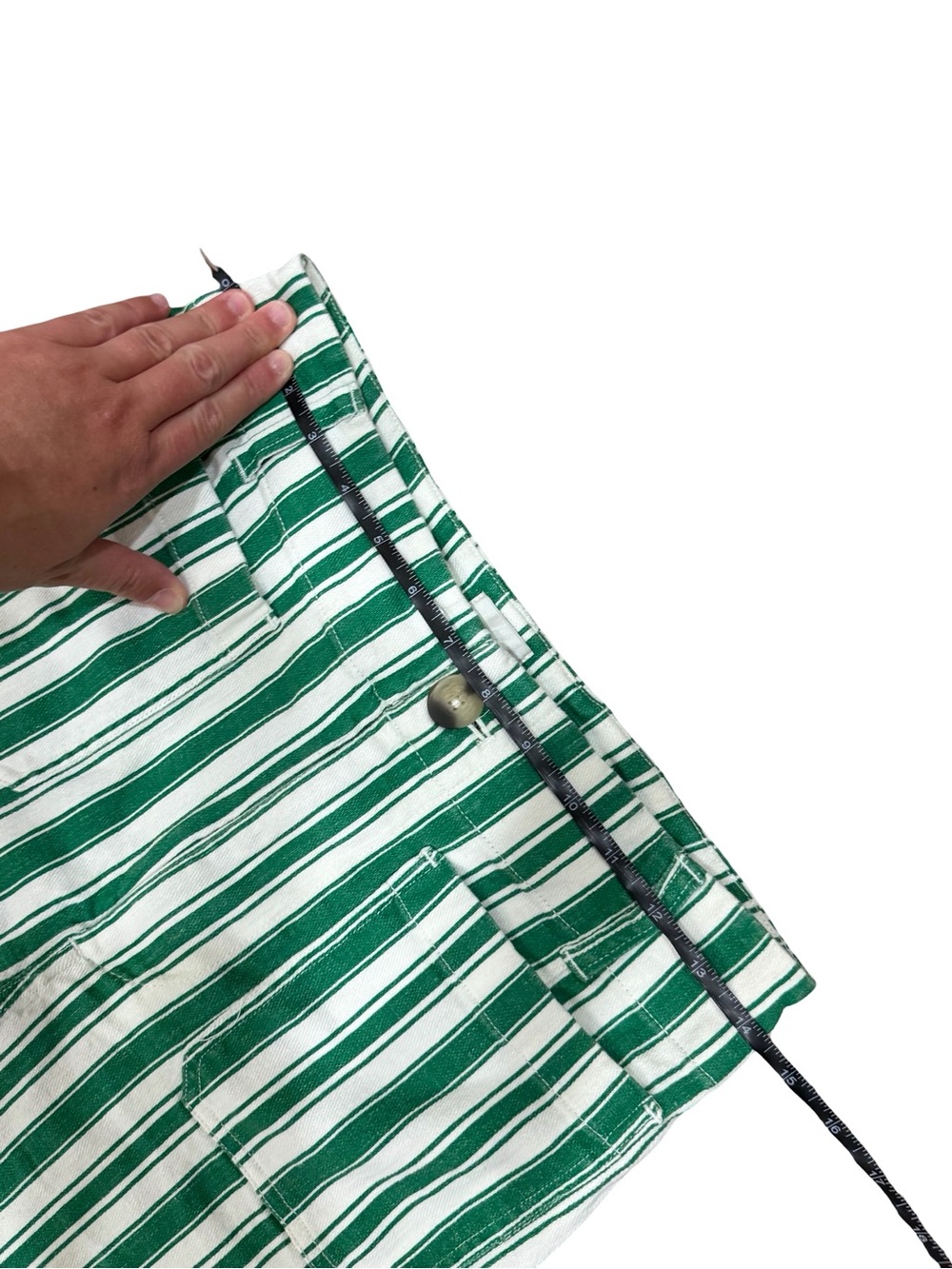 ๐ฟ Maeve Anthropologie The Colette Striped Wide-Leg Pants Green White Size 28 - Picture 7 of 14